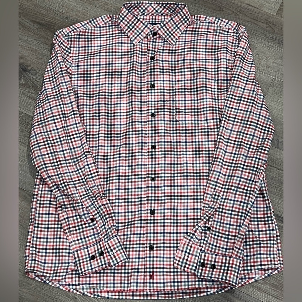 NWOT Johnnie-O Large Blue Amber Hangin’Out Stretch Cotton Designer Shirt Lux